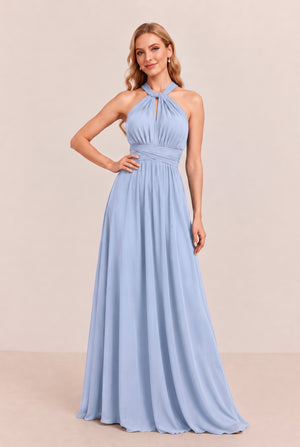 Ice Blue Convertible Stretch Jersey A-Line Bridesmaid Dress