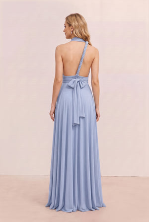 Ice Blue Convertible Stretch Jersey A-Line Bridesmaid Dress