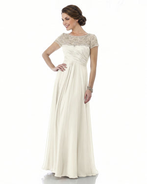 Ruched Lace and Chiffon A-Line Mother of the Bride Gown