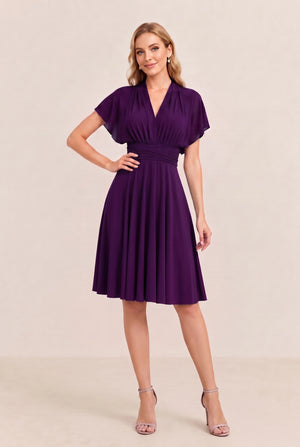 Plum Convertible Stretch Jersey A-Line Cocktail Dress