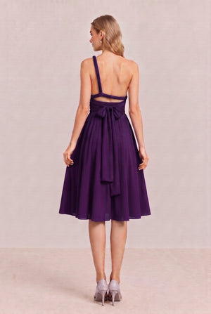 Plum Convertible Stretch Jersey A-Line Cocktail Dress