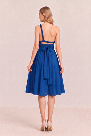 Royal Blue Convertible Stretch Jersey A-Line Cocktail Dress