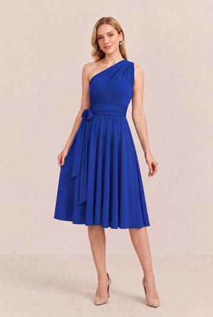 Royal Blue Convertible Stretch Jersey A-Line Cocktail Dress