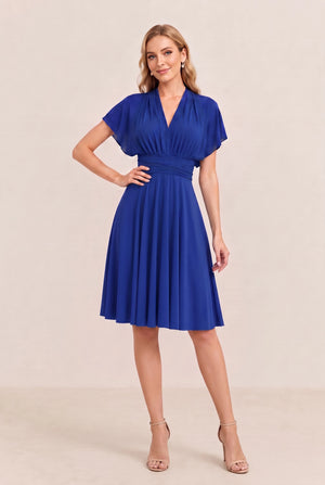 Royal Blue Convertible Stretch Jersey A-Line Cocktail Dress