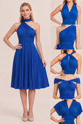 Royal Blue Convertible Stretch Jersey A-Line Cocktail Dress