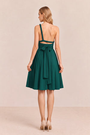 Dark Green Convertible Stretch Jersey A-Line Cocktail Dress
