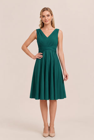 Dark Green Convertible Stretch Jersey A-Line Cocktail Dress