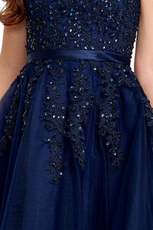 Illusion-Back Lace-Applique Tulle A-Line Homecoming Dress