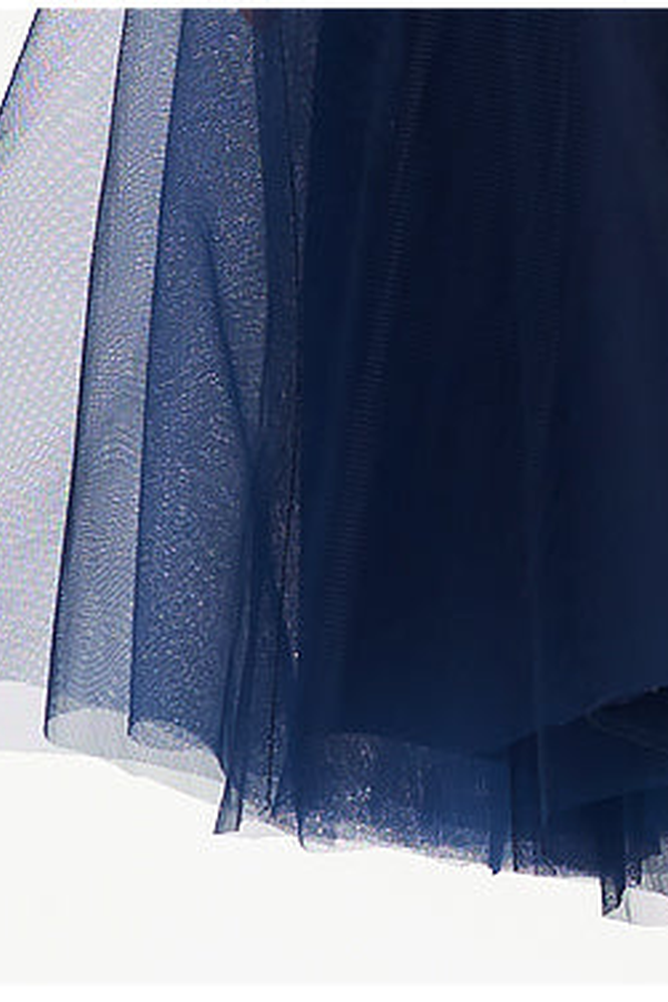 Illusion-Back Lace-Applique Tulle A-Line Homecoming Dress