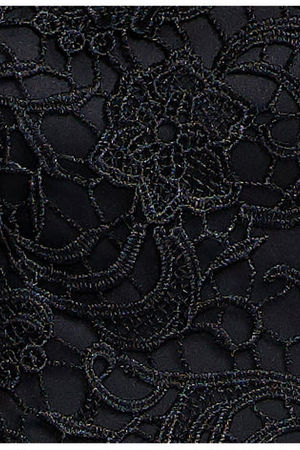 Black Lace Sheath Evening Gown with Illusion Neckline and Low Back