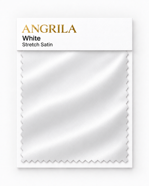 White Stretch Satin fabric swatch - Angrila
