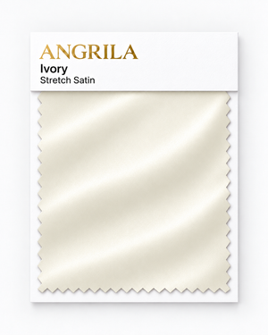 Ivory Stretch Satin fabric swatch - Angrila