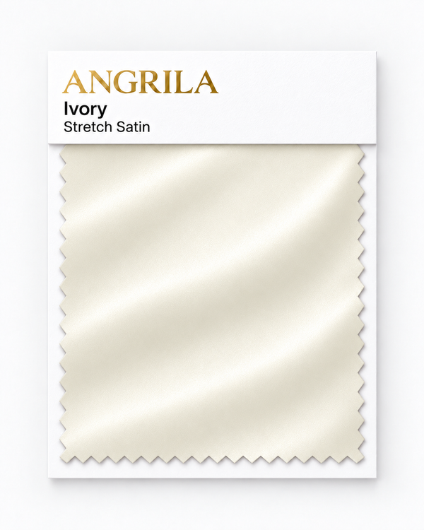 Ivory Stretch Satin fabric swatch - Angrila