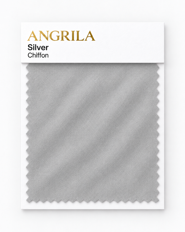 Silver Chiffon fabric swatch - Angrila