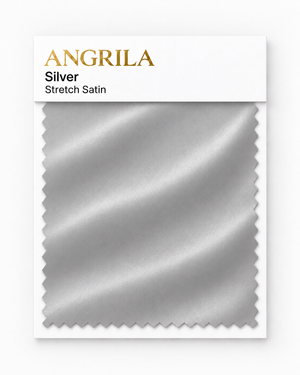 Silver Stretch Satin fabric swatch - Angrila
