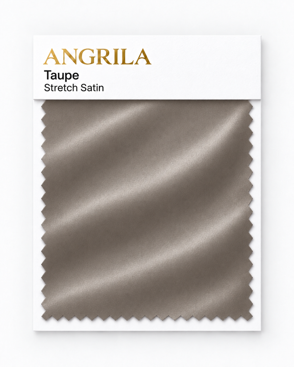 Taupe Stretch Satin fabric swatch - Angrila