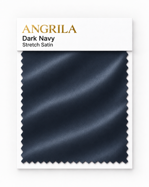 Dark Navy Stretch Satin fabric swatch - Angrila