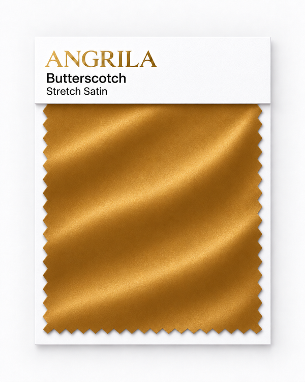 Butterscotch Stretch Satin fabric swatch - Angrila