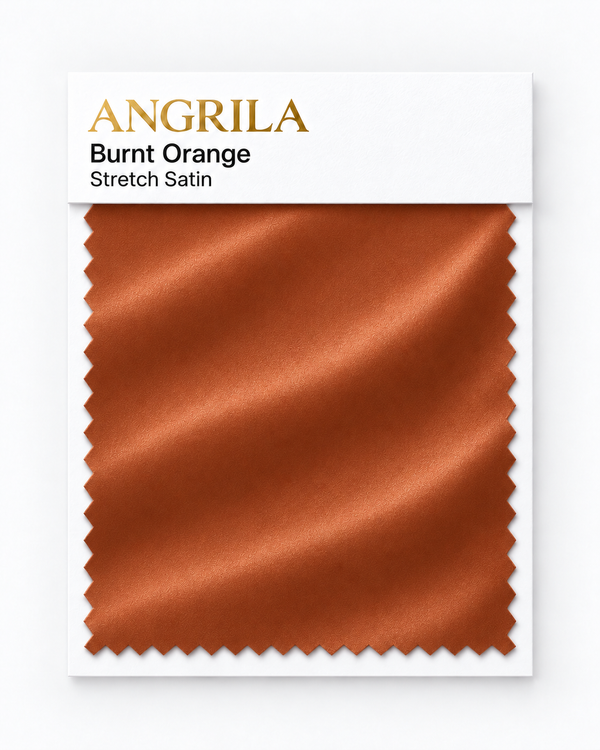 Burnt Orange Stretch Satin fabric swatch - Angrila