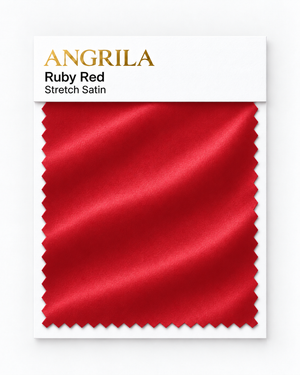 Ruby Red Stretch Satin fabric swatch - Angrila