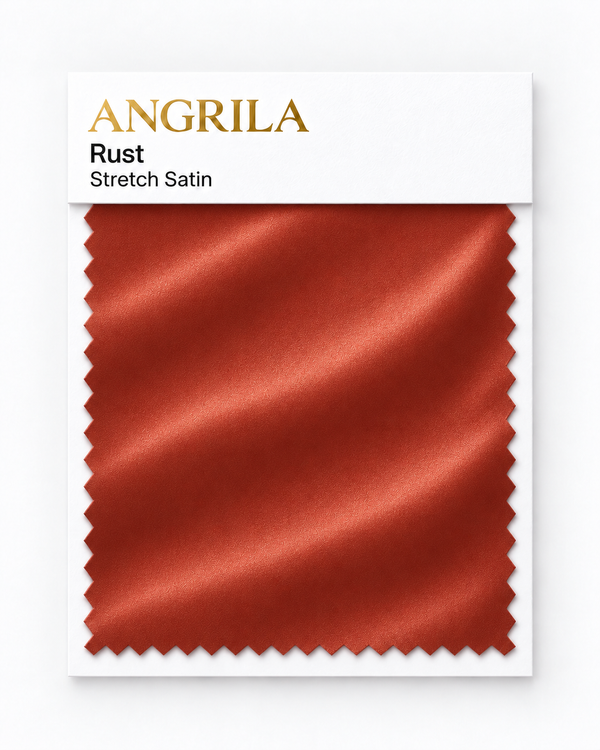 Rust Stretch Satin fabric swatch - Angrila