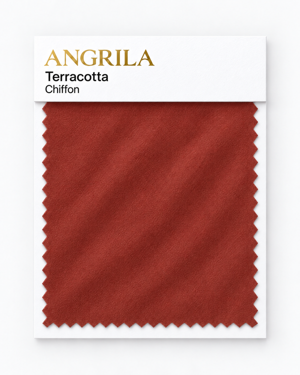 Terracotta Chiffon fabric swatch - Angrila