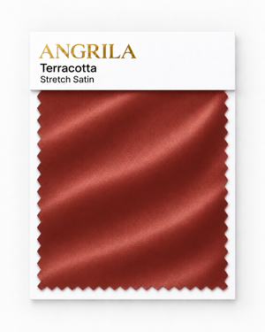Terracotta Stretch Satin fabric swatch - Angrila