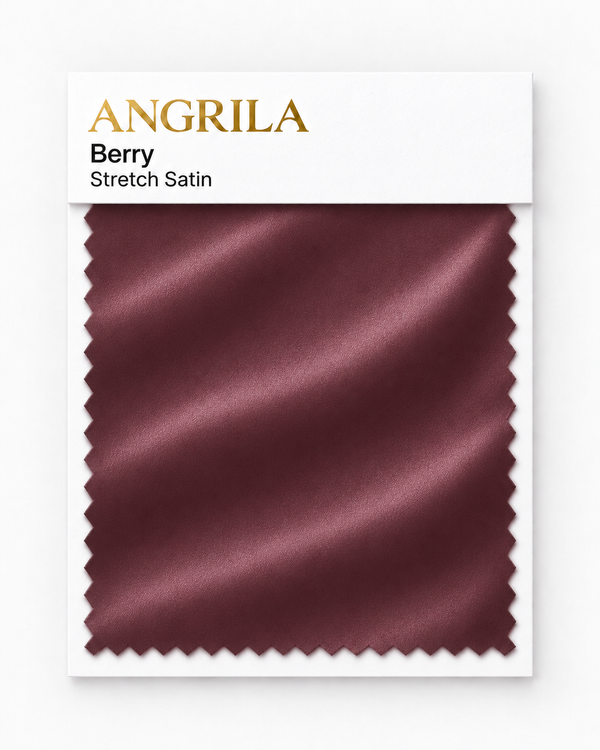 Berry Stretch Satin fabric swatch - Angrila