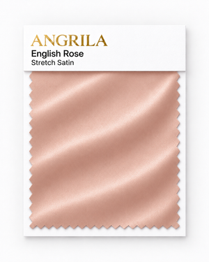 English Rose Stretch Satin fabric swatch - Angrila