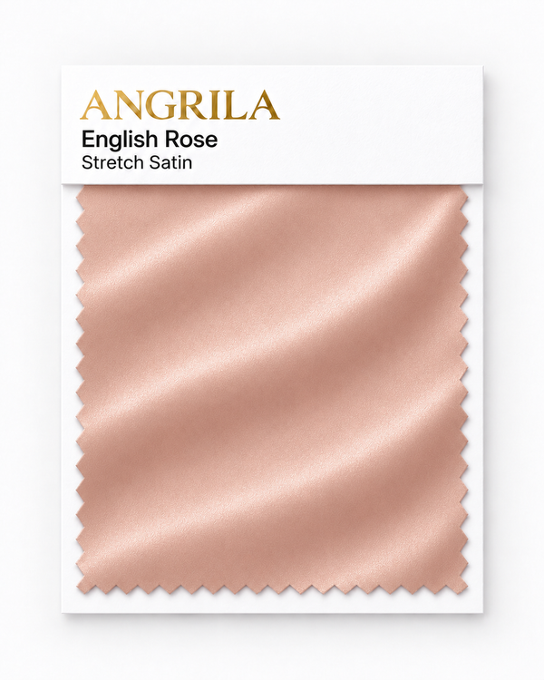 English Rose Stretch Satin fabric swatch - Angrila