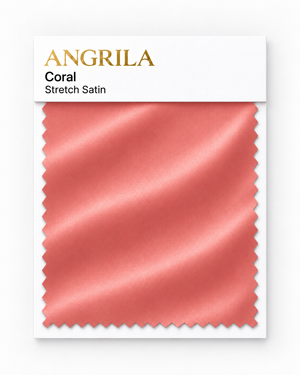 Coral Stretch Satin fabric swatch - Angrila