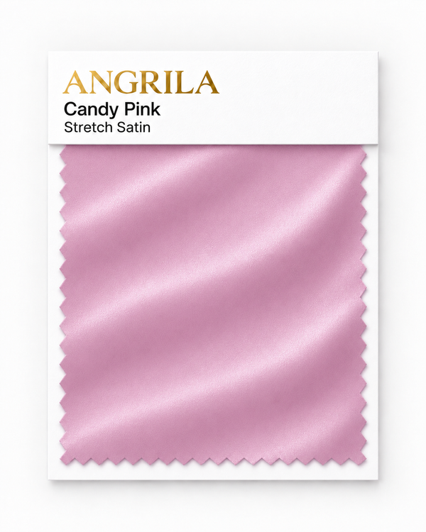Candy Pink Stretch Satin fabric swatch - Angrila
