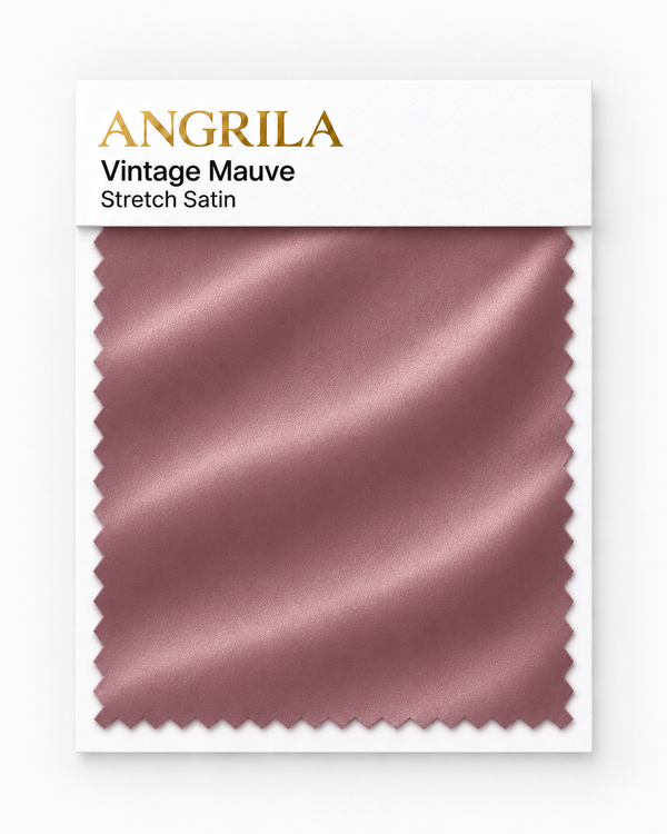 Vintage Mauve Stretch Satin fabric swatch - Angrila