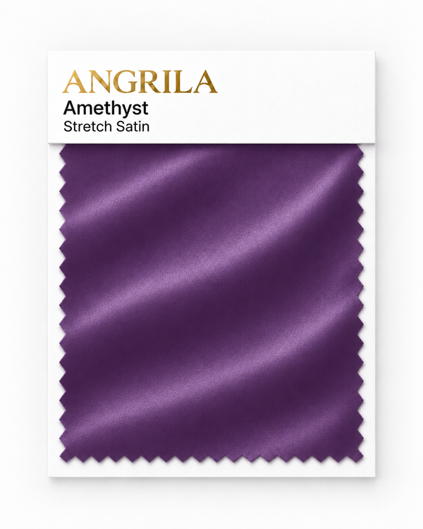 Amethyst Stretch Satin fabric swatch - Angrila