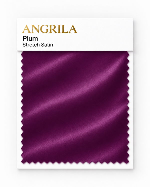 Plum Stretch Satin fabric swatch - Angrila