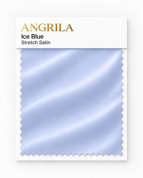 Ice Blue Stretch Satin fabric swatch - Angrila