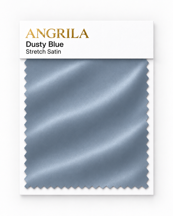 Dusty Blue Stretch Satin fabric swatch - Angrila