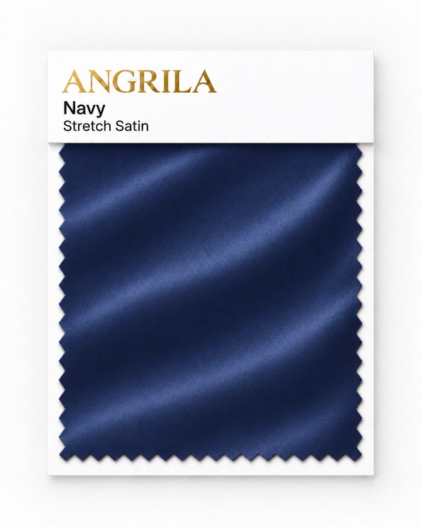 Navy Stretch Satin fabric swatch - Angrila