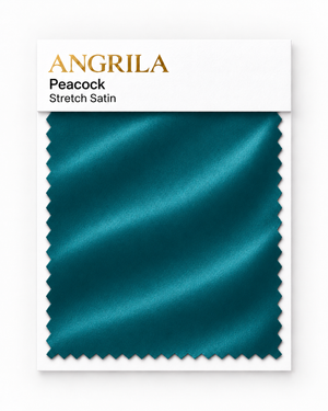 Peacock Stretch Satin fabric swatch - Angrila