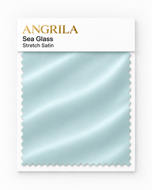 Sea Glass Stretch Satin fabric swatch - Angrila