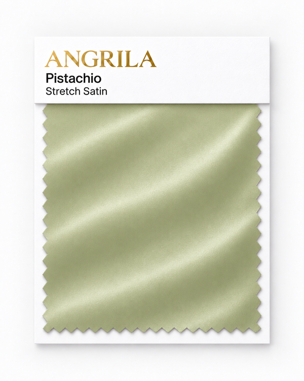 Pistachio Stretch Satin fabric swatch - Angrila