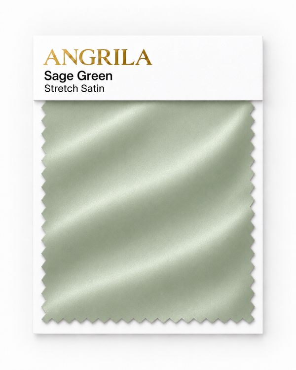 Sage Green Stretch Satin fabric swatch - Angrila