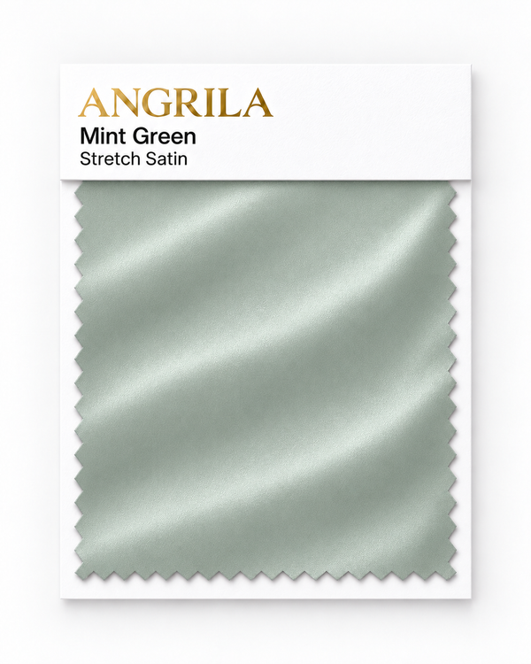 Mint Green Stretch Satin fabric swatch - Angrila
