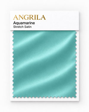 Aquamarine Stretch Satin fabric swatch - Angrila