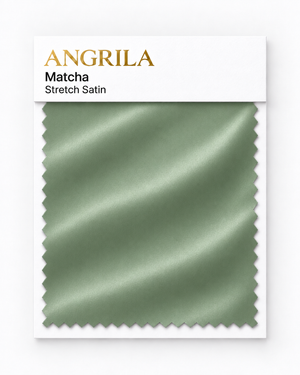 Matcha Stretch Satin fabric swatch - Angrila