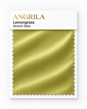 Lemongrass Stretch Satin fabric swatch - Angrila
