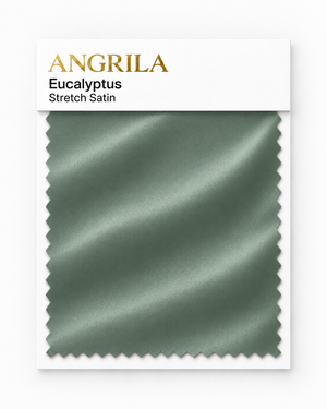 Eucalyptus Stretch Satin fabric swatch - Angrila