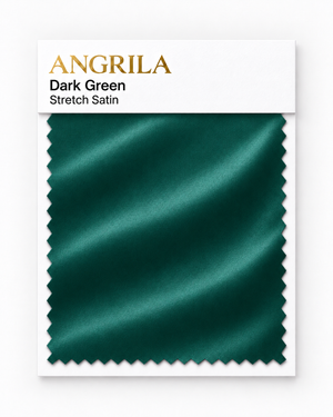 Dark Green Stretch Satin fabric swatch - Angrila