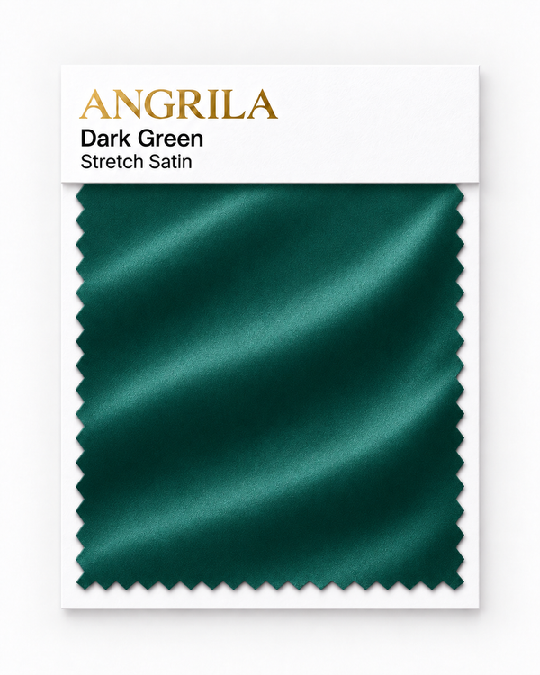 Dark Green Stretch Satin fabric swatch - Angrila