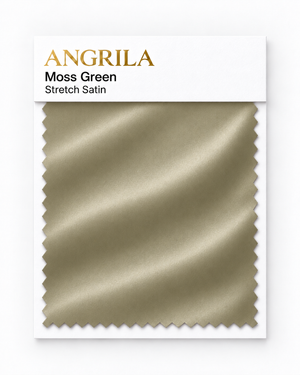 Moss Green Stretch Satin fabric swatch - Angrila